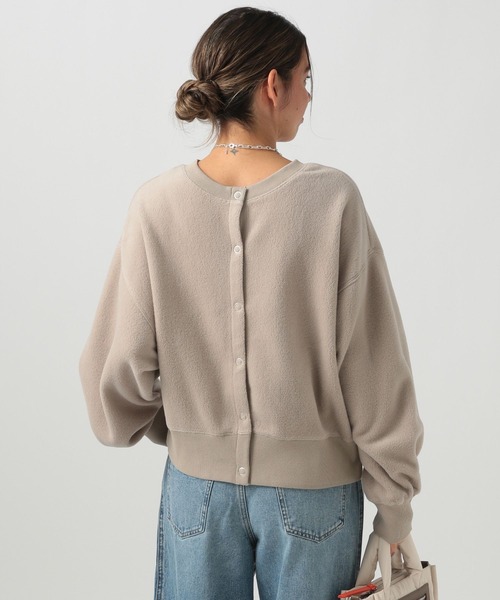 BAYFLOW（ベイフロー）の「[前後で着られる]2WAYフリースショートカーディガン（カーディガン/ボレロ・レディース・ベージュ/チャコール/レッド・FREE）」の15枚目の写真