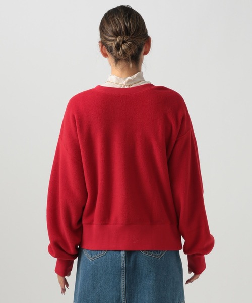 BAYFLOW（ベイフロー）の「[前後で着られる]2WAYフリースショートカーディガン（カーディガン/ボレロ・レディース・ベージュ/チャコール/レッド・FREE）」の18枚目の写真