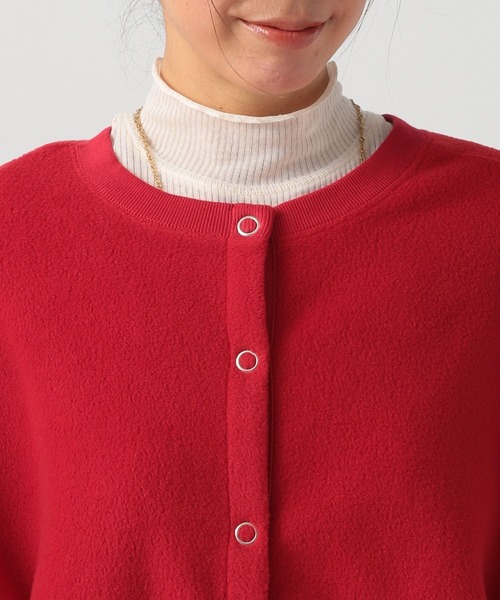 BAYFLOW（ベイフロー）の「[前後で着られる]2WAYフリースショートカーディガン（カーディガン/ボレロ・レディース・ベージュ/チャコール/レッド・FREE）」の8枚目の写真