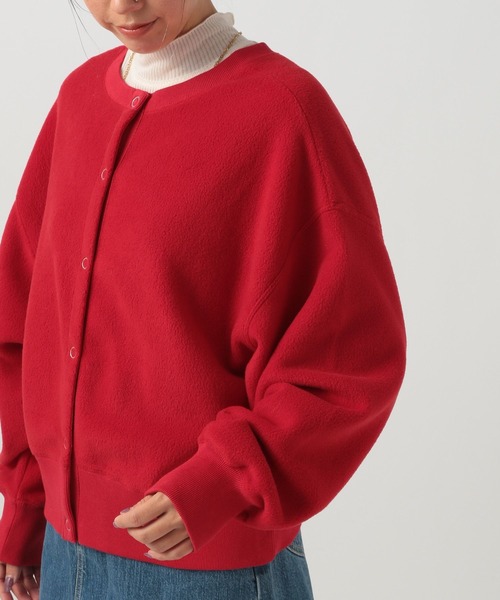 BAYFLOW（ベイフロー）の「[前後で着られる]2WAYフリースショートカーディガン（カーディガン/ボレロ・レディース・ベージュ/チャコール/レッド・FREE）」の9枚目の写真