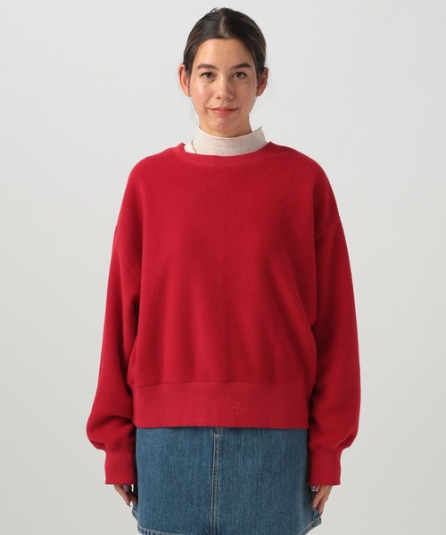 BAYFLOW（ベイフロー）の「[前後で着られる]2WAYフリースショートカーディガン（カーディガン/ボレロ・レディース・ベージュ/チャコール/レッド・FREE）」の12枚目の写真