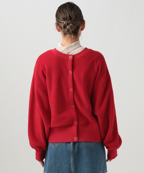 BAYFLOW（ベイフロー）の「[前後で着られる]2WAYフリースショートカーディガン（カーディガン/ボレロ・レディース・ベージュ/チャコール/レッド・FREE）」の13枚目の写真