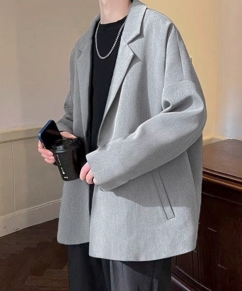 セール】オーバーサイズリラックスシングルテーラードジャケット