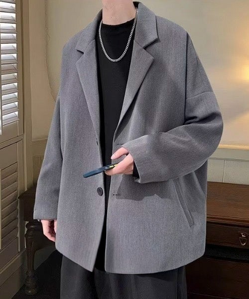 セール】オーバーサイズリラックスシングルテーラードジャケット