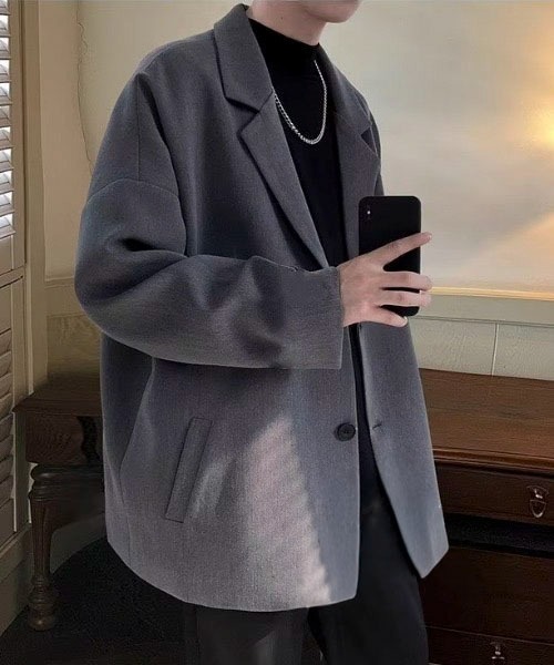 セール】オーバーサイズリラックスシングルテーラードジャケット