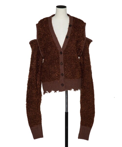 muller of yoshiokubo カーディガン S 茶 【古着】【中古】【送料無料】 muller of yoshiokubo/ミュラーオブヨシオクボ】glitter knit cardigan