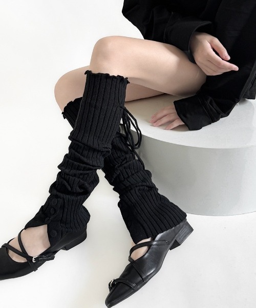 セール】【LAMPOON】メロウリブボタン付きレッグウォーマー（レッグ