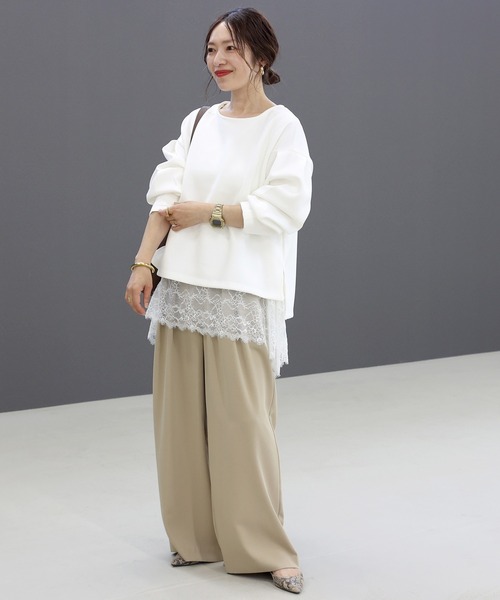 Aletta vita(アレッタビータ)の「ダンボール袖タックボートネックプルオーバー(Tシャツ/カットソー・レディース・オフホワイト/ブラック/ベージュ・FREE)」の18枚目の写真