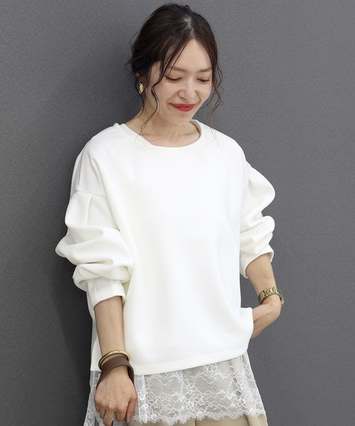 Aletta vita(アレッタビータ)の「ダンボール袖タックボートネックプルオーバー(Tシャツ/カットソー・レディース・オフホワイト/ブラック/ベージュ・FREE)」の15枚目の写真