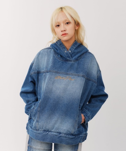 atmos pink ウォッシュデニムジャケット セール】atmos pink Denim Hoodie / アトモス ピンク デニム