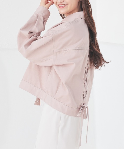 Honeys(ハニーズ)の「レースアップGジャン(デニムジャケット・レディース・ピンク/インディゴブルー/ライトインディゴブルー・L/LL/M/S)」の1枚目の写真