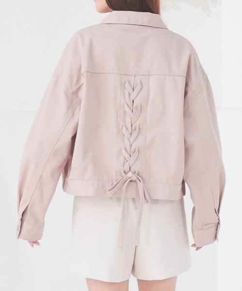 Honeys(ハニーズ)の「レースアップGジャン(デニムジャケット・レディース・ピンク/インディゴブルー/ライトインディゴブルー・L/LL/M/S)」の21枚目の写真