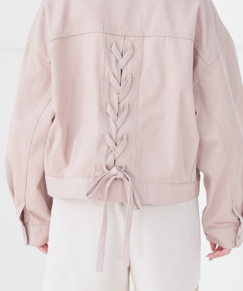 Honeys(ハニーズ)の「レースアップGジャン(デニムジャケット・レディース・ピンク/インディゴブルー/ライトインディゴブルー・L/LL/M/S)」の22枚目の写真