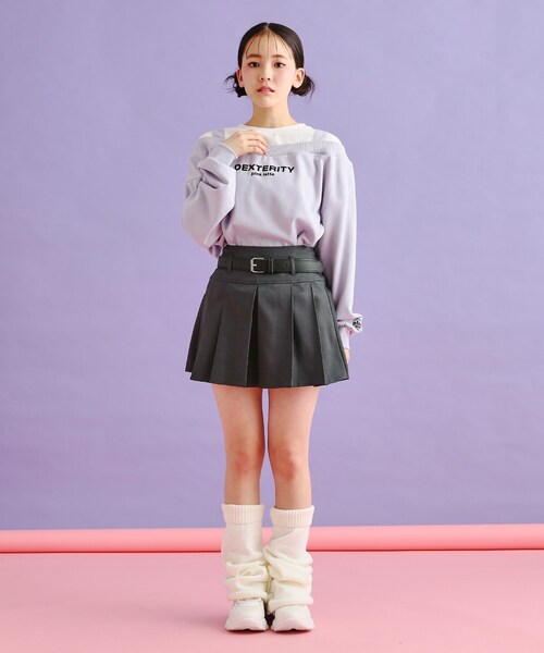 PINK-latte（ピンクラテ）の「◆ベルト付きプリーツスカート（スカート・キッズ・グレー/ベージュ系その他4/ブルー系6/ブラック・15 /16/14/13）」の19枚目の写真