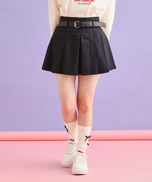 PINK-latte（ピンクラテ）の「◆ベルト付きプリーツスカート（スカート・キッズ・グレー/ベージュ系その他4/ブルー系6/ブラック・15 /16/14/13）」の17枚目の写真