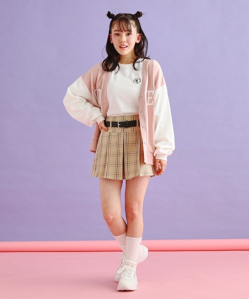 PINK-latte（ピンクラテ）の「◆ベルト付きプリーツスカート（スカート・キッズ・グレー/ベージュ系その他4/ブルー系6/ブラック・15 /16/14/13）」の8枚目の写真