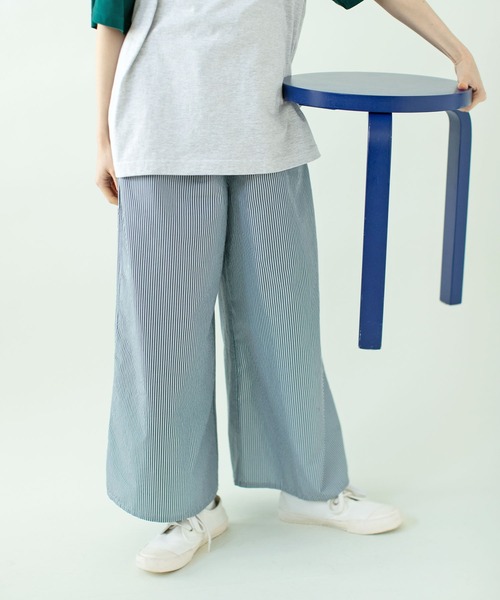江戸炊きストライプ/チェック ワイドパンツ（その他パンツ