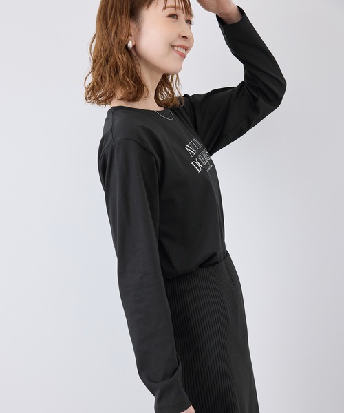 ROPE' PICNIC（ロペピクニック）の「RENU/アソートロゴロングTシャツ（Tシャツ/カットソー・レディース・ホワイト/ブラック/ピンク・38）」の6枚目の写真