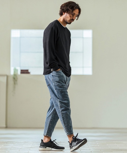Magine（マージン）の「mlt5066- Honeycomb Fabric Long Sleeve Pullover ニットソー（Tシャツ/カットソー・メンズ・チャコール/ホワイト/ブラック・44/46/48）」の8枚目の写真