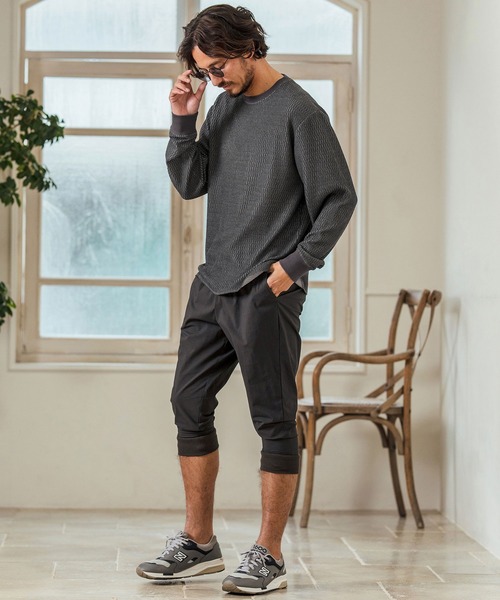 Magine（マージン）の「mlt5066- Honeycomb Fabric Long Sleeve Pullover ニットソー（Tシャツ/カットソー・メンズ・チャコール/ホワイト/ブラック・44/46/48）」の19枚目の写真