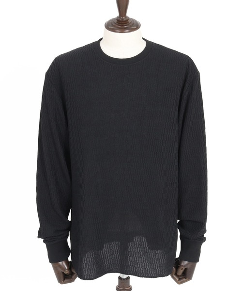 Magine（マージン）の「mlt5066- Honeycomb Fabric Long Sleeve Pullover ニットソー（Tシャツ/カットソー・メンズ・チャコール/ホワイト/ブラック・44/46/48）」の22枚目の写真