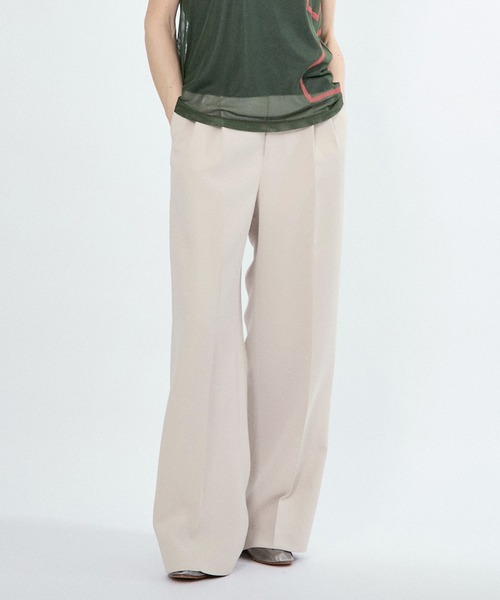 M TO R(ムウトアール)の「W POCKET WIDE SLACKS PANTS(SETUP)(スラックス・レディース・ブラック/ベージュ系その他・40/38/42)」の1枚目の写真