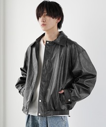 MinoriTY（マイノリティ）の「【MinoriTY】シンセティッククラシックPUレザービッグブルゾン ショート丈 レザージャケット フィールドジャケット ミリタリー メンズ 革ジャン 革ジャケット（ブルゾン）」