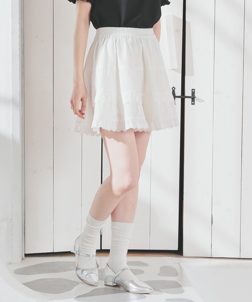 Honeys（ハニーズ）の「ティアードミニスカート（スカート・レディース・ホワイト/ブラック・S/M/L）」の7枚目の写真