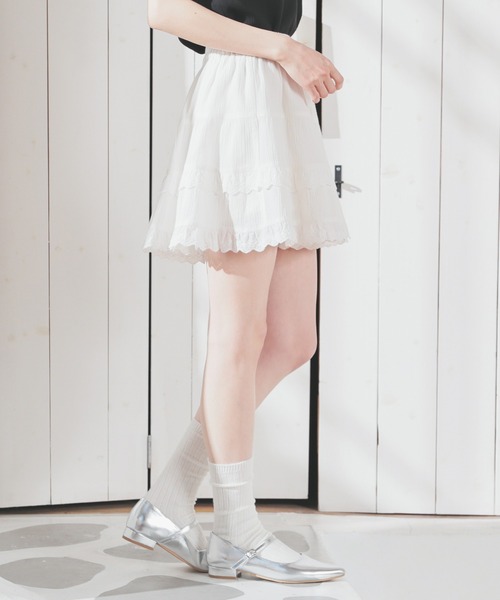 Honeys（ハニーズ）の「ティアードミニスカート（スカート・レディース・ホワイト/ブラック・S/M/L）」の17枚目の写真