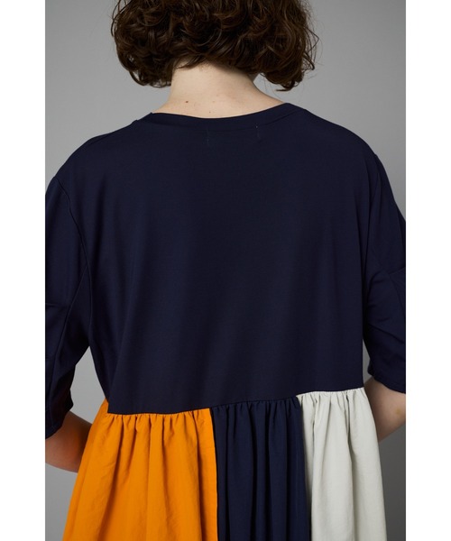 ワンピース HeRIN.CYE Tuck sleeve docking dress セール】Tuck sleeve docking dress タック スリーブ ドッキング