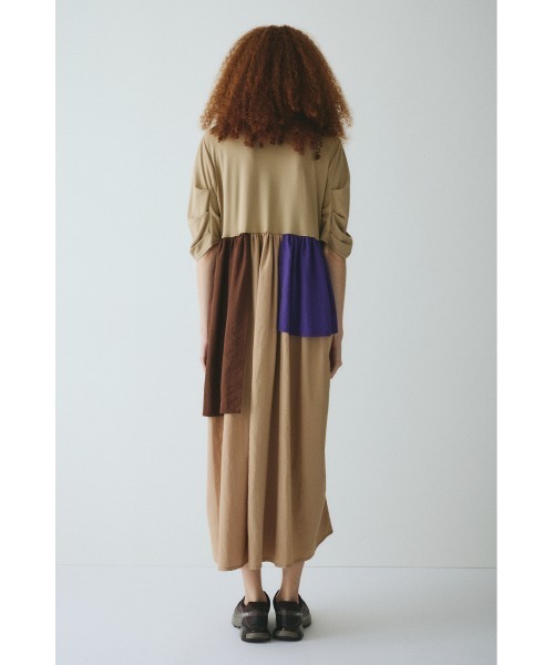 Tuck sleeve docking dress タック スリーブ ドッキング ドレス