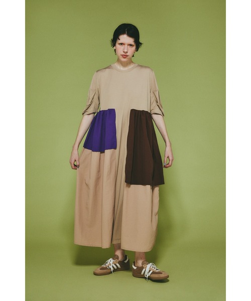 HeRIN.CYE | Tuck sleeve docking dress (ワンピース(ミニ