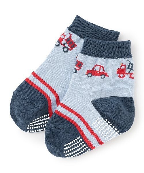 sense of wonder（センスオブワンダー）の「クルマ柄クルーソックス（ソックス/靴下・キッズ・オフホワイト/ブルー・9-11cm/11-13cm/13-15cm/15-17cm/17-19cm）」の2枚目の写真
