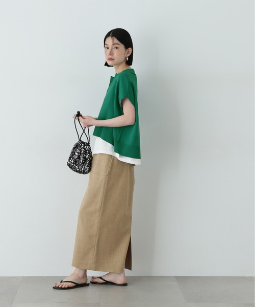 N.(N. Natural Beauty Basic)(エヌエヌナチュラルビューティーベーシック)の「リラックスポロニット(ニット/セーター・レディース・ネイビー/オフホワイト/グリーン・MEDIUM)」の16枚目の写真