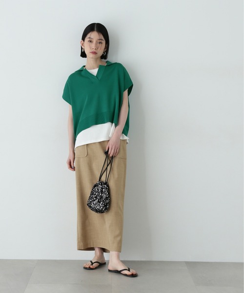 N.(N. Natural Beauty Basic)(エヌエヌナチュラルビューティーベーシック)の「リラックスポロニット(ニット/セーター・レディース・ネイビー/オフホワイト/グリーン・MEDIUM)」の17枚目の写真