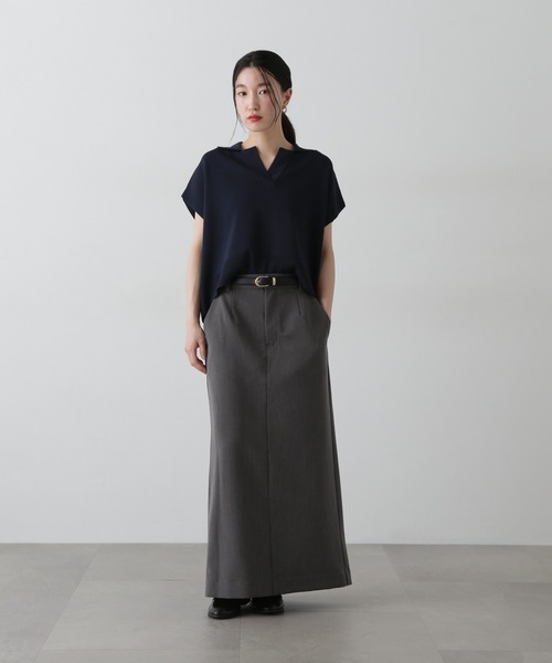 N.(N. Natural Beauty Basic)(エヌエヌナチュラルビューティーベーシック)の「リラックスポロニット(ニット/セーター・レディース・ネイビー/オフホワイト/グリーン・MEDIUM)」の22枚目の写真