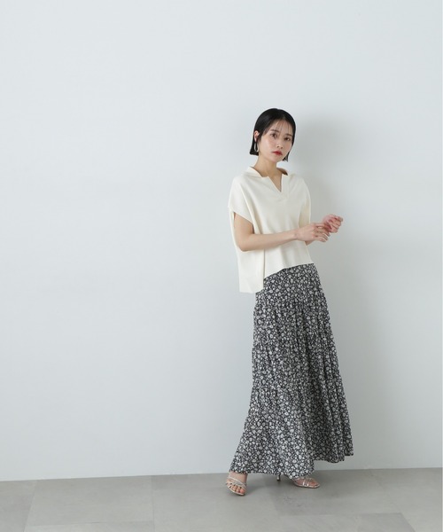 N.(N. Natural Beauty Basic)(エヌエヌナチュラルビューティーベーシック)の「リラックスポロニット(ニット/セーター・レディース・ネイビー/オフホワイト/グリーン・MEDIUM)」の6枚目の写真