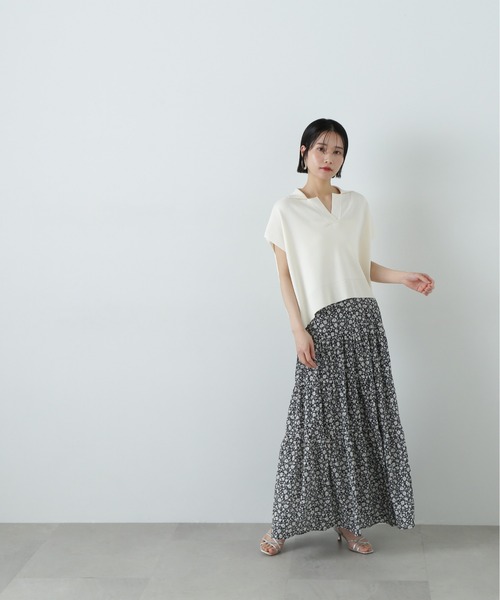 N.(N. Natural Beauty Basic)(エヌエヌナチュラルビューティーベーシック)の「リラックスポロニット(ニット/セーター・レディース・ネイビー/オフホワイト/グリーン・MEDIUM)」の8枚目の写真