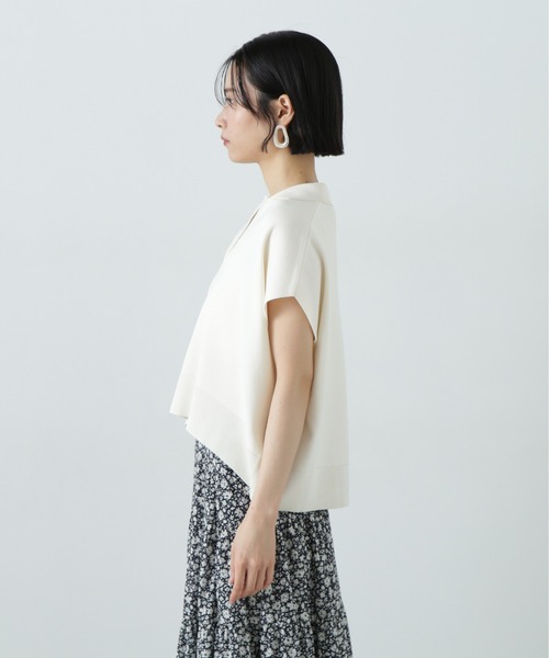 N.(N. Natural Beauty Basic)(エヌエヌナチュラルビューティーベーシック)の「リラックスポロニット(ニット/セーター・レディース・ネイビー/オフホワイト/グリーン・MEDIUM)」の10枚目の写真