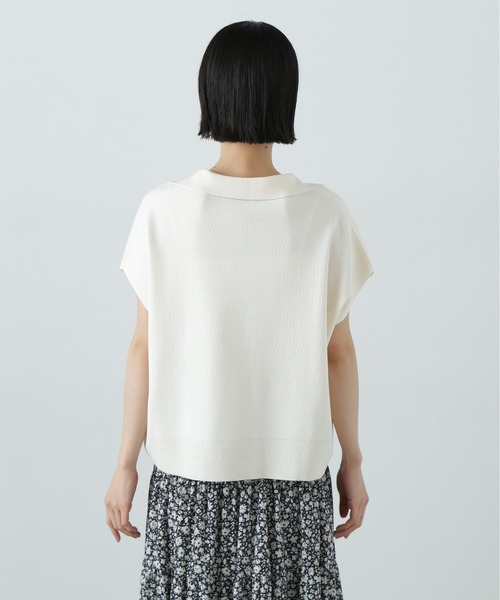 N.(N. Natural Beauty Basic)(エヌエヌナチュラルビューティーベーシック)の「リラックスポロニット(ニット/セーター・レディース・ネイビー/オフホワイト/グリーン・MEDIUM)」の11枚目の写真