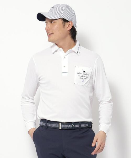 adabat（アダバット）の「◆UVカット/吸水速乾 ポケットエンブロイ長袖ポロシャツ（ポロシャツ・メンズ・ホワイト/ネイビー/パープル・52/50/48/46）」の4枚目の写真