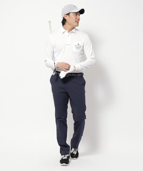 adabat（アダバット）の「◆UVカット/吸水速乾 ポケットエンブロイ長袖ポロシャツ（ポロシャツ・メンズ・ホワイト/ネイビー/パープル・52/50/48/46）」の7枚目の写真