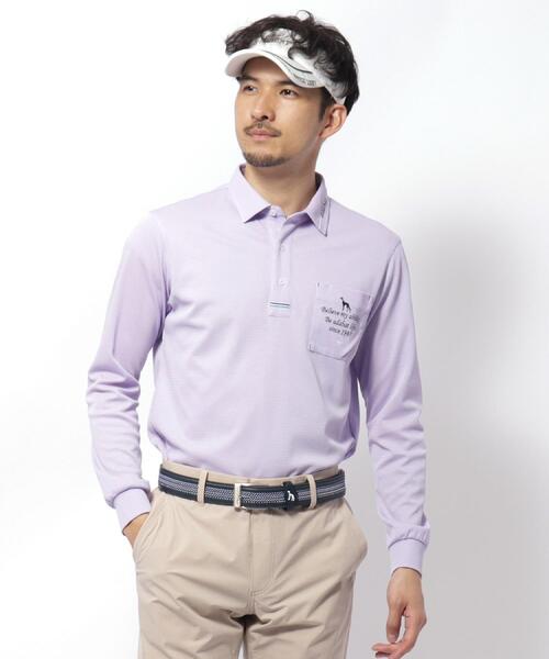 adabat（アダバット）の「◆UVカット/吸水速乾 ポケットエンブロイ長袖ポロシャツ（ポロシャツ・メンズ・ホワイト/ネイビー/パープル・52/50/48/46）」の9枚目の写真