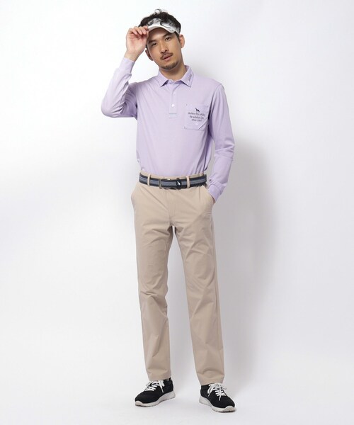 adabat（アダバット）の「◆UVカット/吸水速乾 ポケットエンブロイ長袖ポロシャツ（ポロシャツ・メンズ・ホワイト/ネイビー/パープル・52/50/48/46）」の11枚目の写真