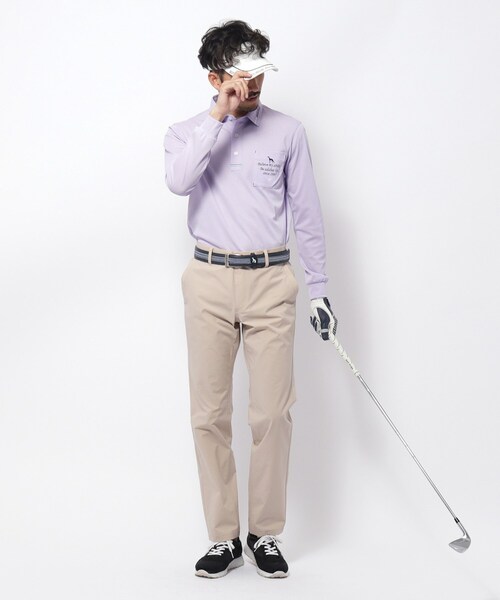 adabat（アダバット）の「◆UVカット/吸水速乾 ポケットエンブロイ長袖ポロシャツ（ポロシャツ・メンズ・ホワイト/ネイビー/パープル・52/50/48/46）」の12枚目の写真