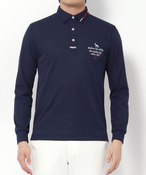 adabat（アダバット）の「◆UVカット/吸水速乾 ポケットエンブロイ長袖ポロシャツ（ポロシャツ・メンズ・ホワイト/ネイビー/パープル・52/50/48/46）」の18枚目の写真