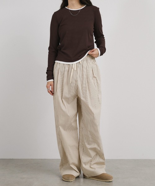 新色追加】ストライプイージーワイドパンツ（その他パンツ）｜ANME