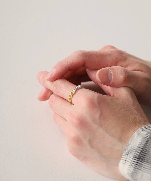blatto(ブラット)の「blatto/ブラット 925シルバー リング チェーンデザイン bla-ring-00123 U メンズ 秋物 秋服 2026年秋冬(リング・メンズ・シルバー×ゴールド・FREE)」の1枚目の写真