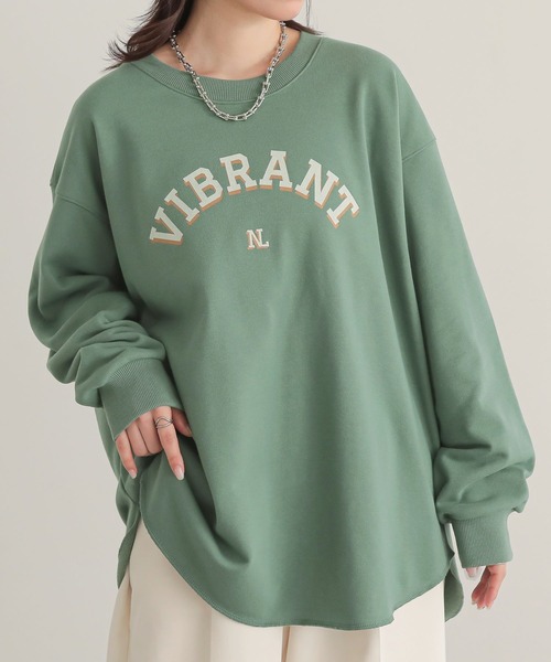 n'OrLABEL(ノアールレーベル)の「カレッジロゴ裏毛スウェット(スウェット・レディース・グリーン/ネイビー/オートミール/杢グレー・FREE)」の3枚目の写真
