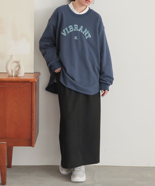 n'OrLABEL(ノアールレーベル)の「カレッジロゴ裏毛スウェット(スウェット・レディース・グリーン/ネイビー/オートミール/杢グレー・FREE)」の18枚目の写真